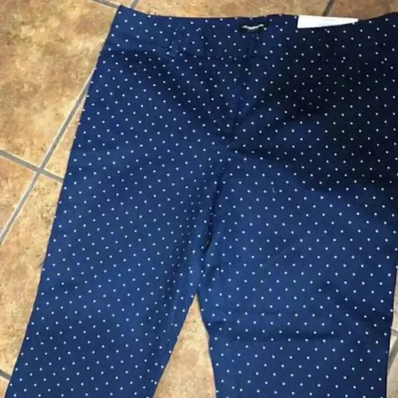 Liz Claiborne Navy American Emma Classic Polka Dots Ankle Pant 12 - Picture 1 of 3